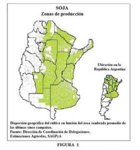 Cobertura de cultivo de soja transgénica por departamentos en todo el país y Provincia de Buenos Aires